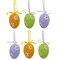 Set of 6 Green, Purple, Orange Flowers Plastic Easter Egg Ornaments 2.25 Inches